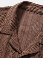 Men's Geometric Jacquard Shirt with Cuban Collar