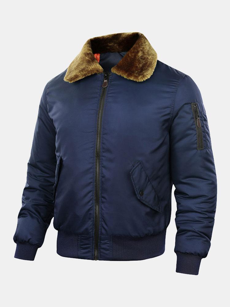 Men's Quilted-Lined Bomber Jacket with Faux Fur Collar