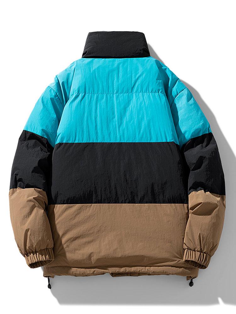 Men's Colour Block Puffer Jacket – Warm Padded Winter Outerwear