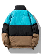 Men's Colour Block Puffer Jacket – Warm Padded Winter Outerwear