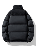 Men's Corduroy Panel Puffer Jacket – Warm High Collar Padded Winter