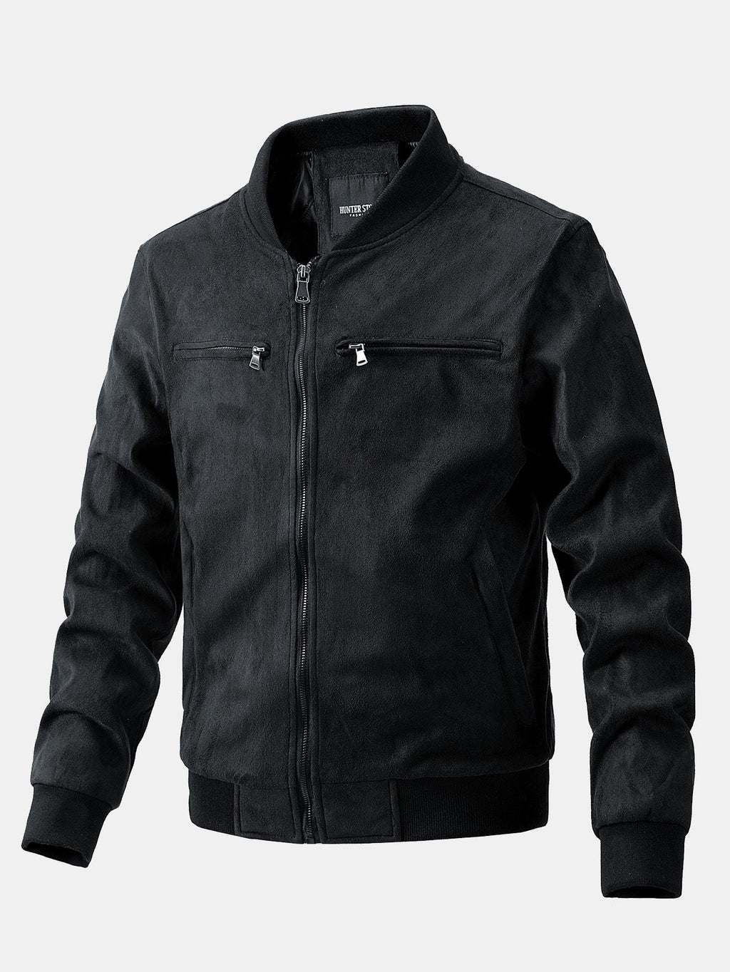 Men's Faux Suede Bomber Jacket – Quilted-Lined Zip-Up Outerwear
