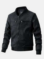 Men's Faux Suede Bomber Jacket – Quilted-Lined Zip-Up Outerwear