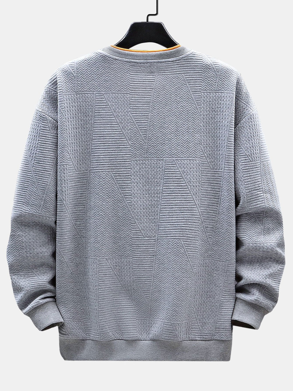 Men's Geometric Jacquard Sweatshirt – Relaxed Fit Textured Crew Neck
