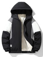 Men's Teddy Fleece-Lined Hooded Windbreaker Jacket