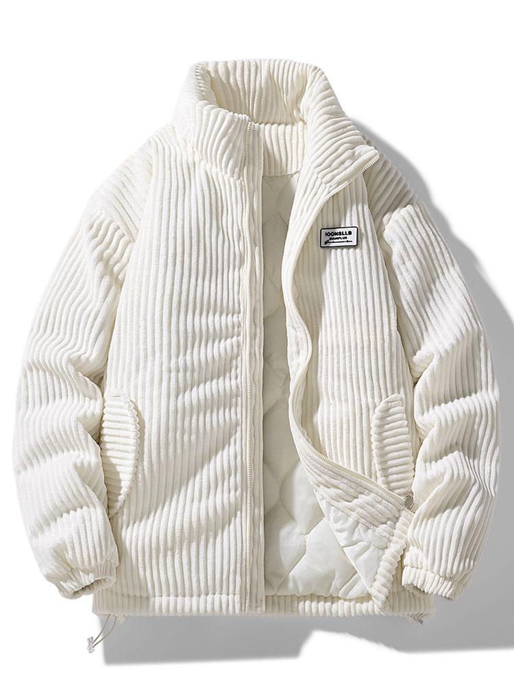 Men's Quilted-Lined Corduroy Jacket with High Collar