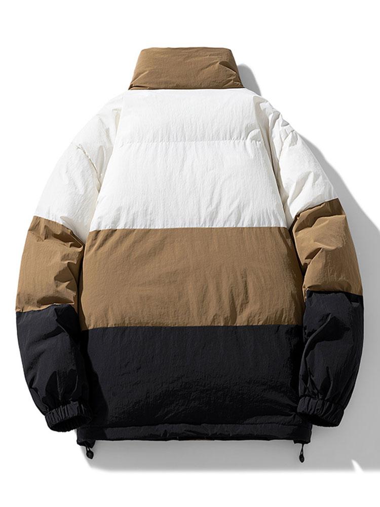 Men's Colour Block Puffer Jacket – Warm Padded Winter Outerwear