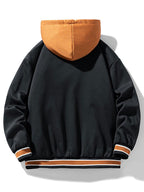 Men's Hooded Varsity Bomber Jacket with Letter Print