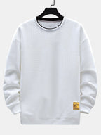 Men's Geometric Jacquard Sweatshirt – Relaxed Fit Textured Crew Neck
