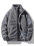 Men's Quilted-Lined Corduroy Jacket with High Collar