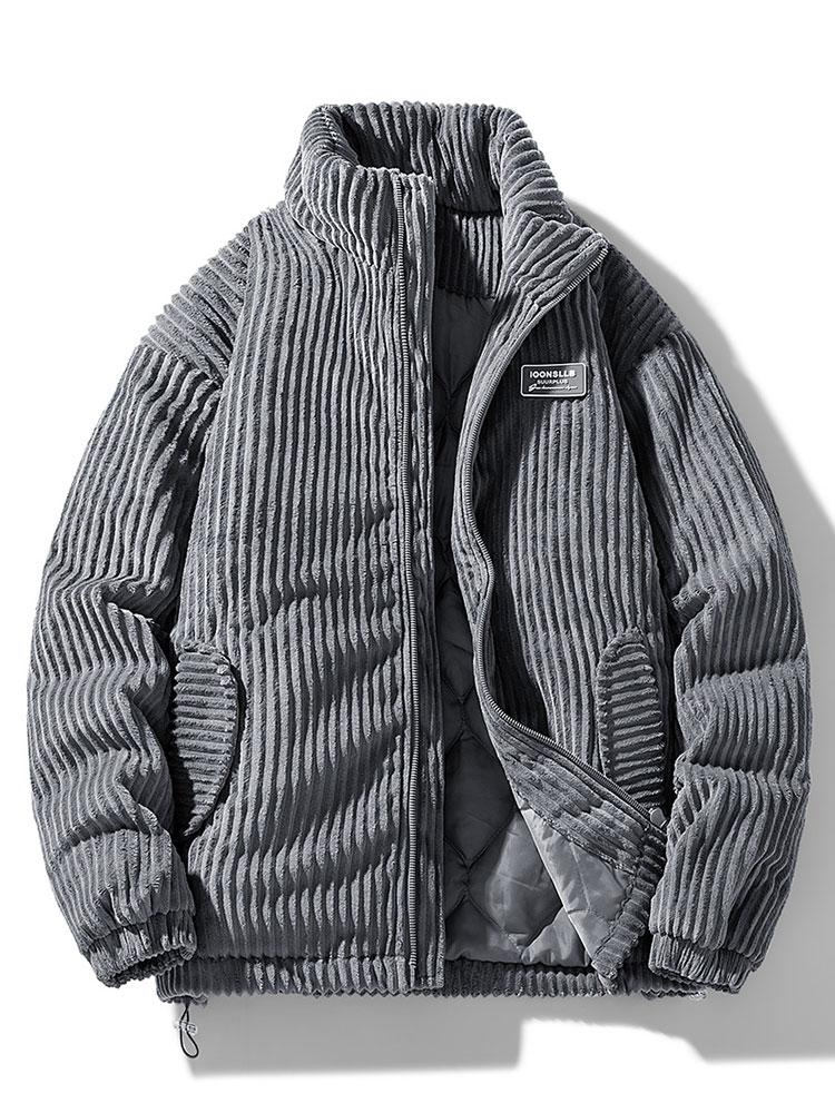 Men's Quilted-Lined Corduroy Jacket with High Collar