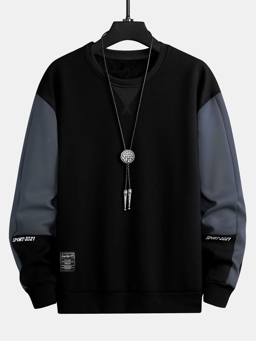 Men's Colour Block Crew Neck Sweatshirt – Relaxed Fit Long Sleeve Casual