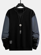 Men's Colour Block Crew Neck Sweatshirt – Relaxed Fit Long Sleeve Casual