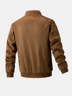 Men's Faux Suede Bomber Jacket – Quilted-Lined Zip-Up Outerwear