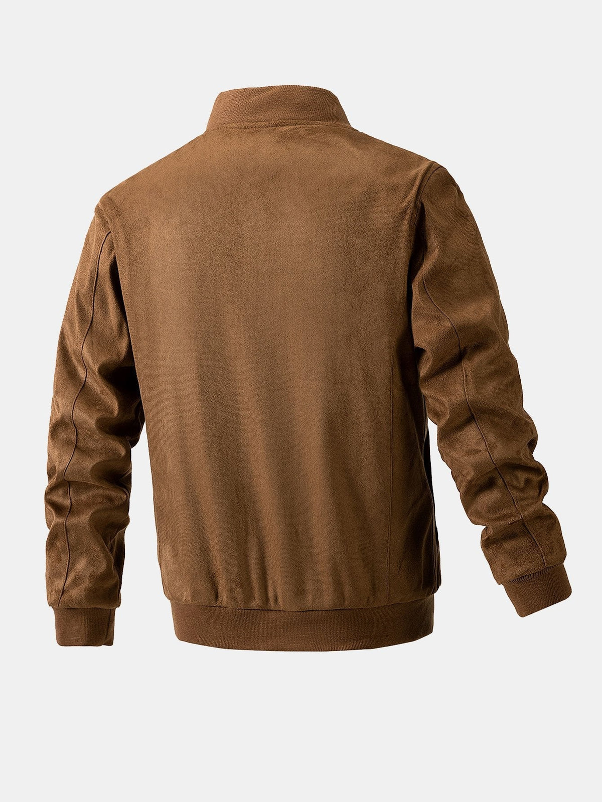 Men's Faux Suede Bomber Jacket – Quilted-Lined Zip-Up Outerwear