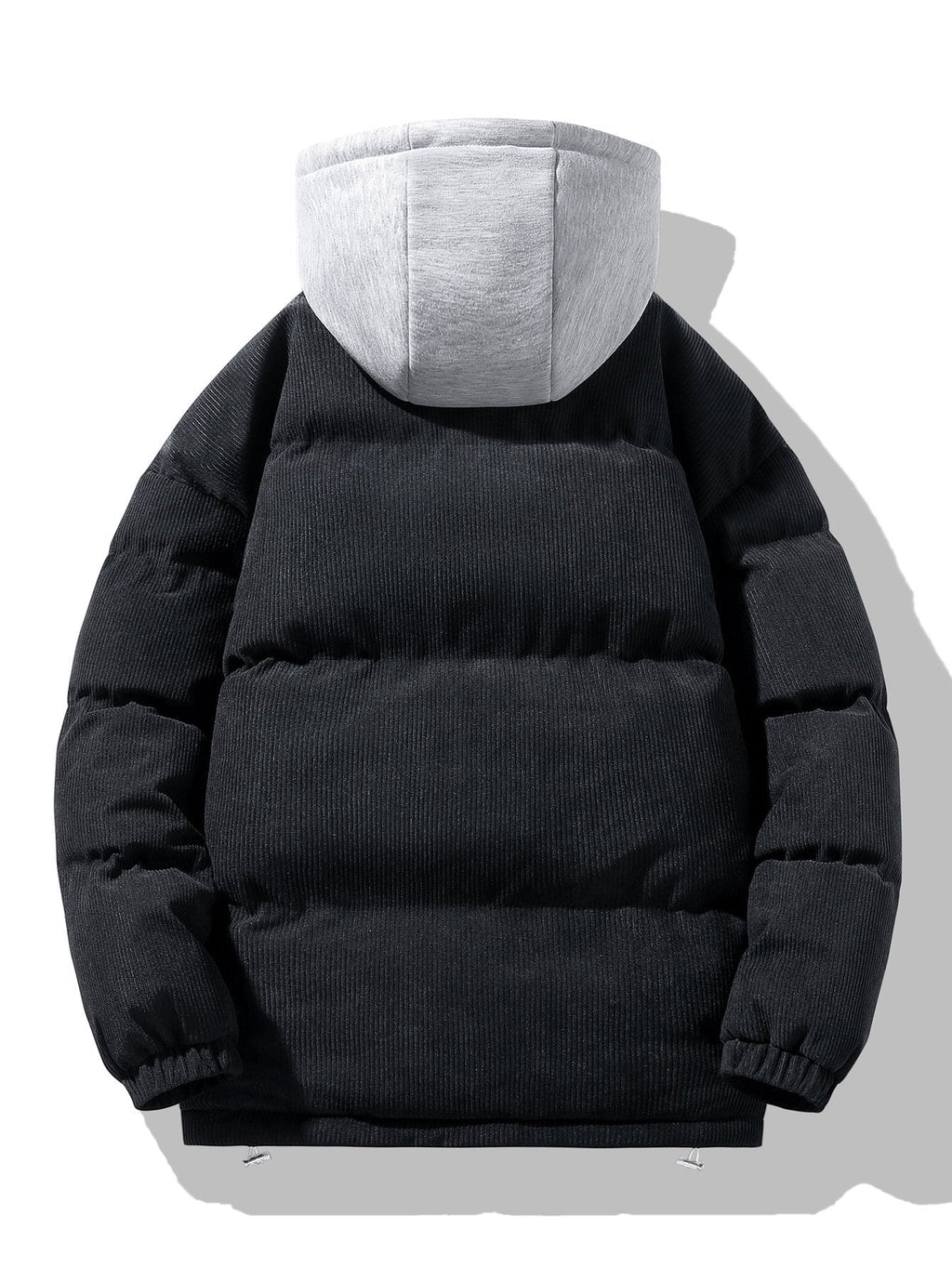Men's Corduroy Hooded Puffer Jacket – Warm Padded Winter Outerwear