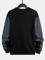 Men's Colour Block Crew Neck Sweatshirt – Relaxed Fit Long Sleeve Casual