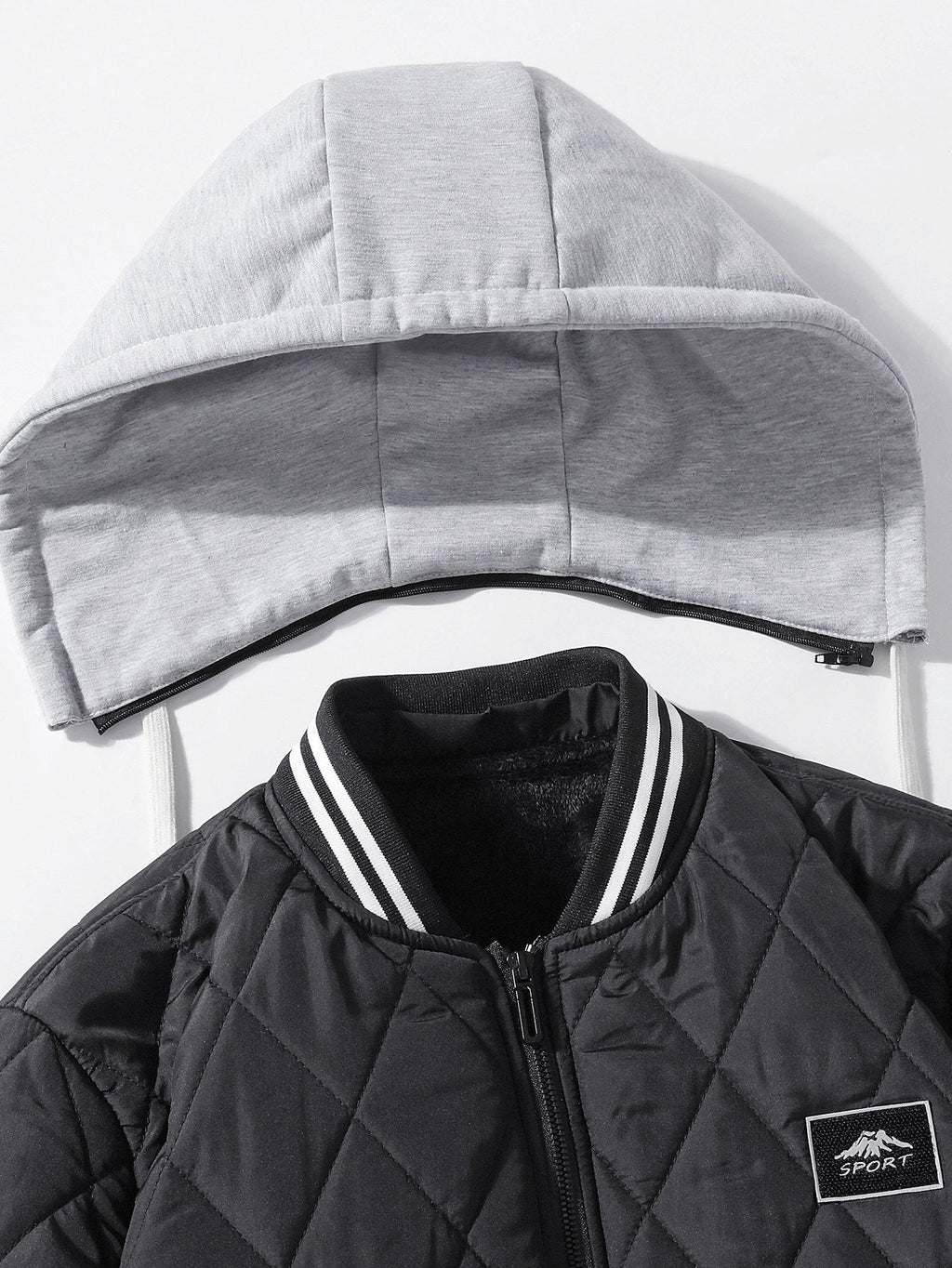 Men's Teddy-Lined Quilted Bomber Jacket – Diamond Stitched Winter Outerwear