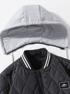 Men's Teddy-Lined Quilted Bomber Jacket – Diamond Stitched Winter Outerwear
