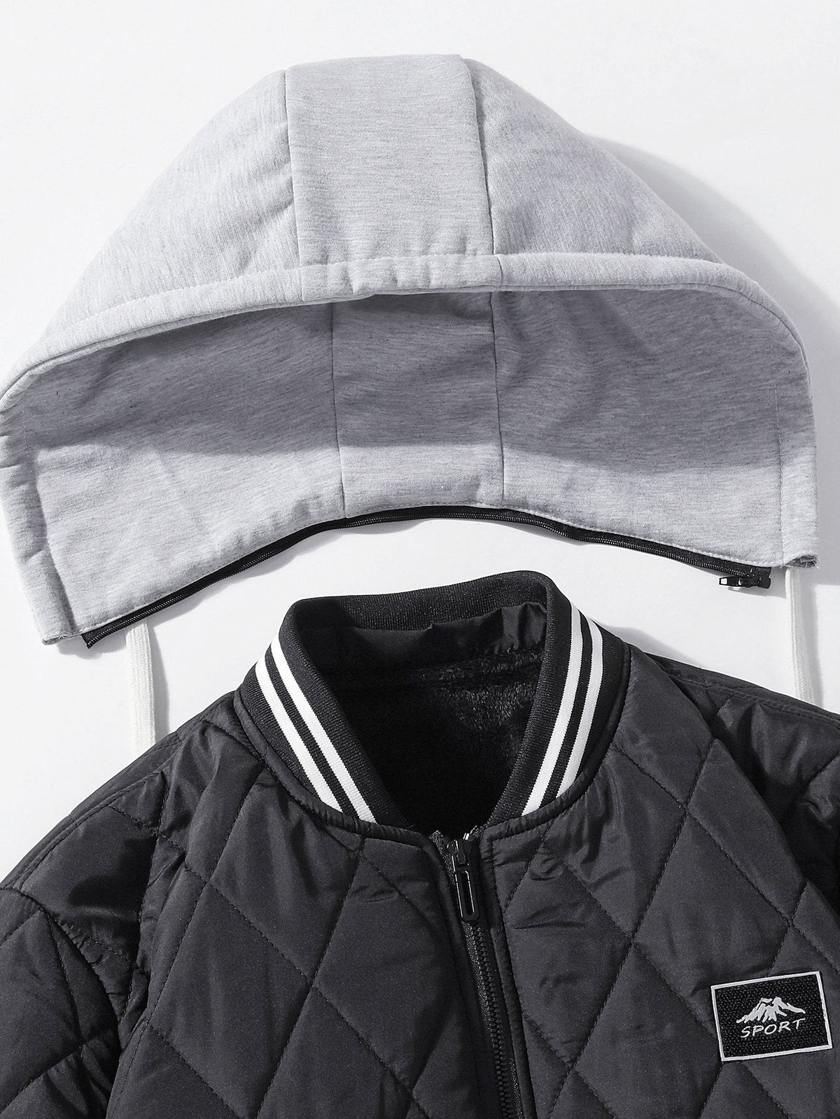 Men's Teddy-Lined Quilted Bomber Jacket – Diamond Stitched Winter Outerwear