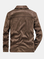 Men's Vintage Faux Suede Jacket with Button Front