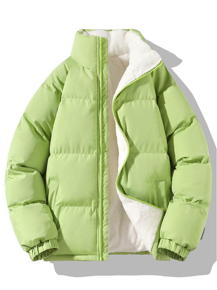 Men's Sherpa-Lined Puffer Jacket with High Collar