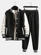 Men's Contrast Sleeve Varsity Jacket and Jogger Set