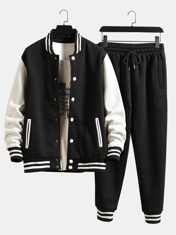 Men's Contrast Sleeve Varsity Jacket and Jogger Set