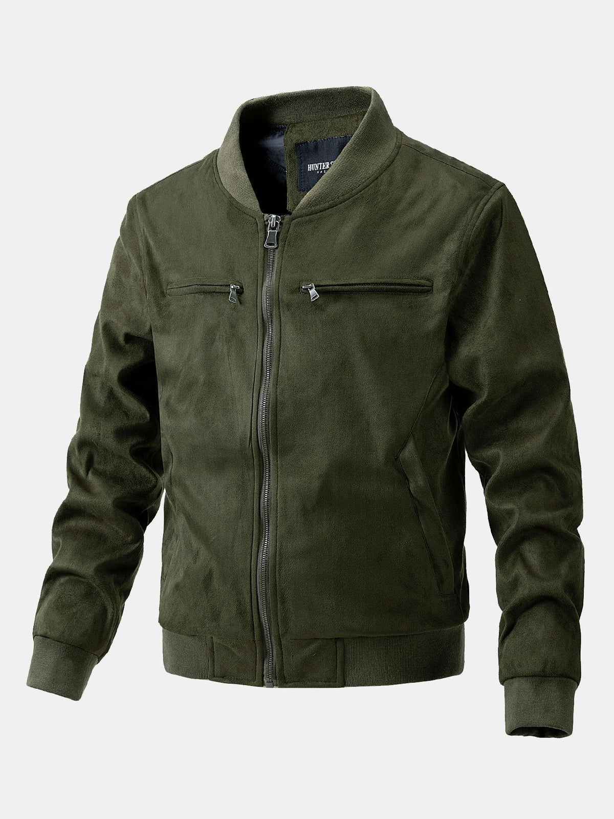 Men's Faux Suede Bomber Jacket – Quilted-Lined Zip-Up Outerwear