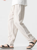 Men's Linen-Cotton Relaxed Trousers with Drawstring