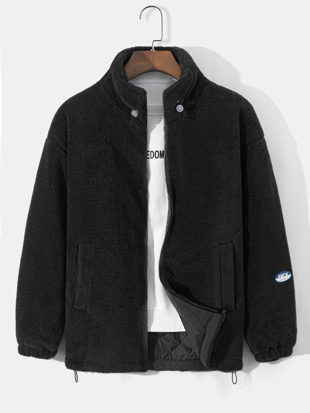 Men's Quilted-Lined Teddy Fleece Jacket – Warm Zip-Up Winter Outerwear