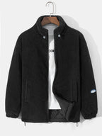 Men's Quilted-Lined Teddy Fleece Jacket – Warm Zip-Up Winter Outerwear