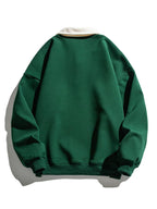 Men's Contrast Polo Collar Sweatshirt – Relaxed Fit Cotton Blend Long