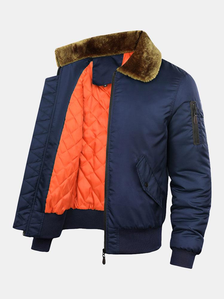 Men's Quilted-Lined Bomber Jacket with Faux Fur Collar