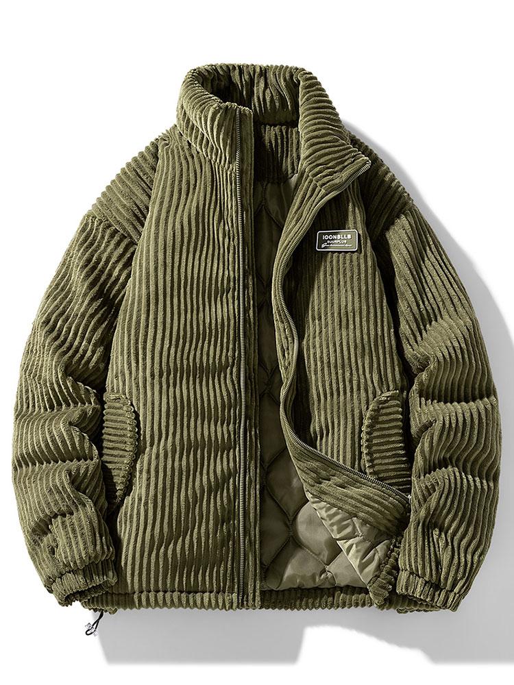 Men's Quilted-Lined Corduroy Jacket with High Collar