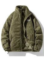 Men's Quilted-Lined Corduroy Jacket with High Collar