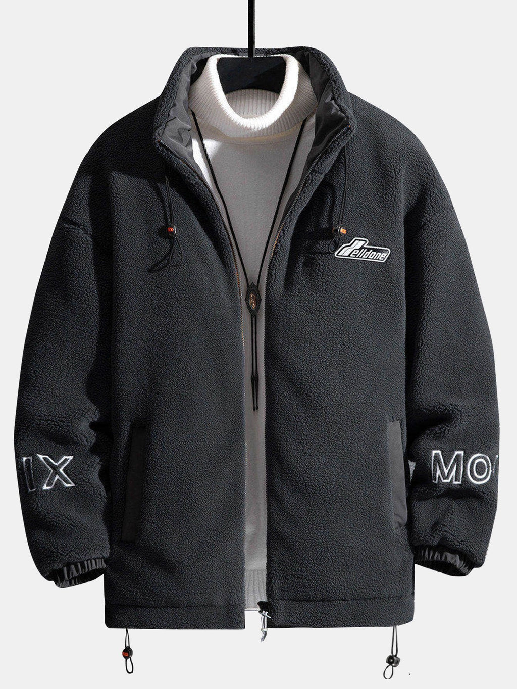 Men's Quilted-Lined Teddy Fleece Jacket – Warm High Collar Zip-Up Outdoor