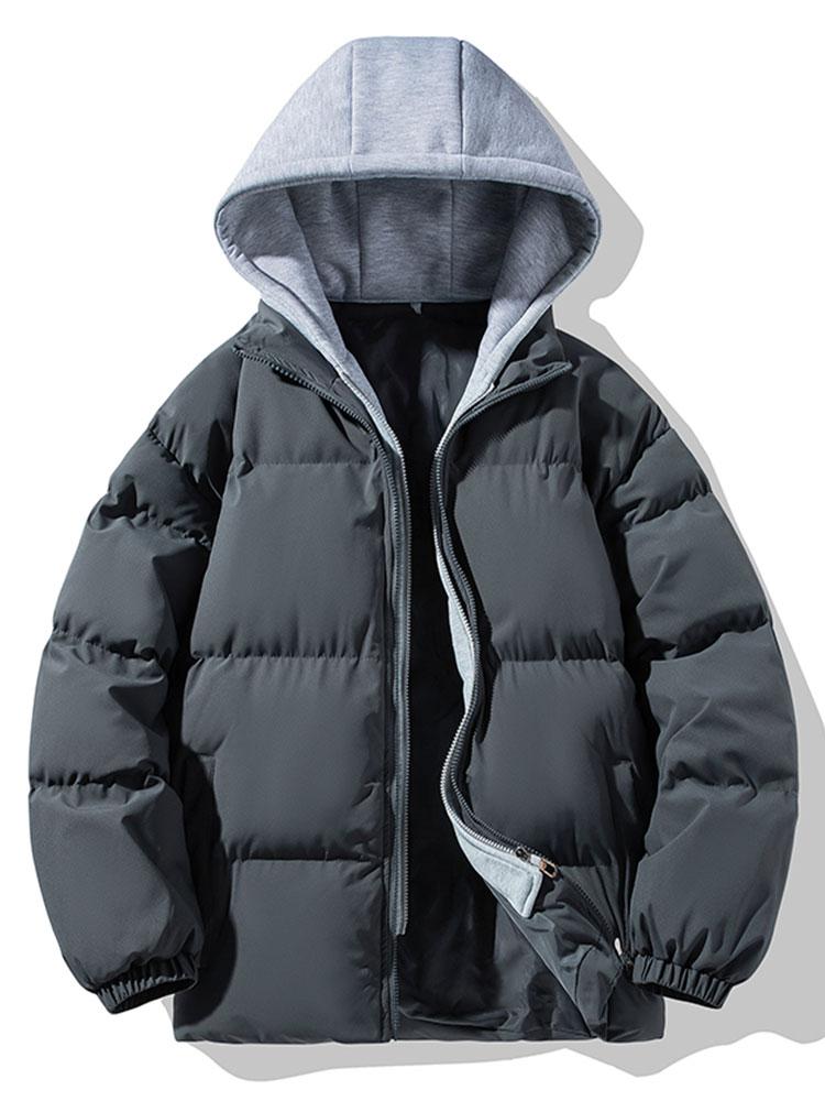 Men's Padded Puffer Jacket with Detachable Hood