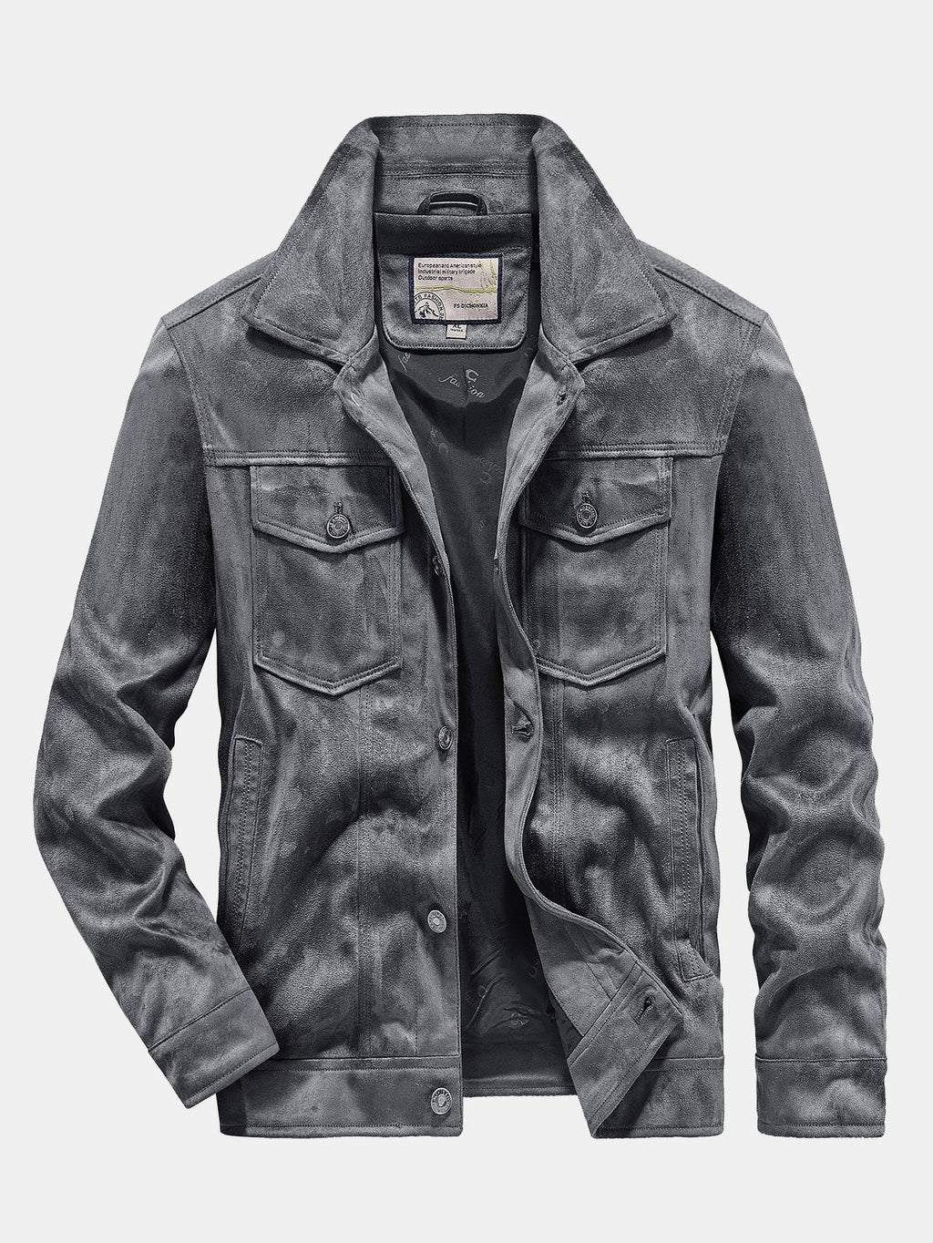 Men's Vintage Faux Suede Jacket with Button Front