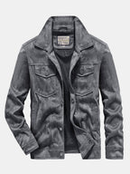 Men's Vintage Faux Suede Jacket with Button Front