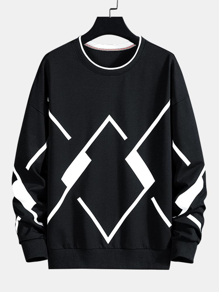 Men's Geometric Print Crew Neck Sweatshirt