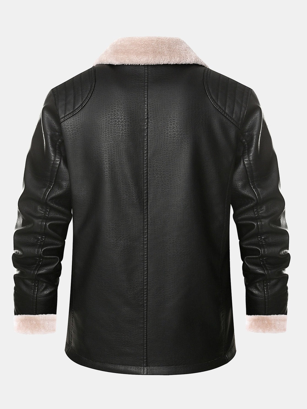 Men's Faux Leather Blazer with Faux Fur Lining