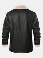 Men's Faux Leather Blazer with Faux Fur Lining