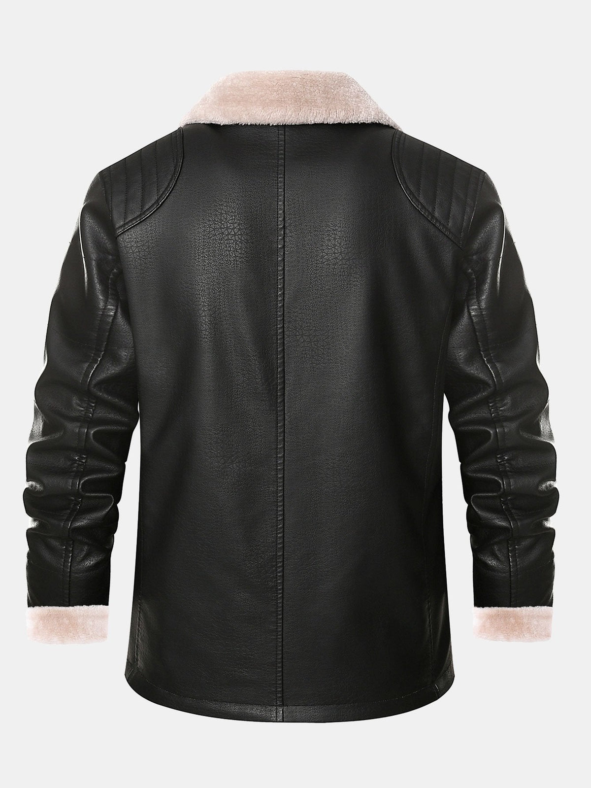 Men's Faux Leather Blazer with Faux Fur Lining