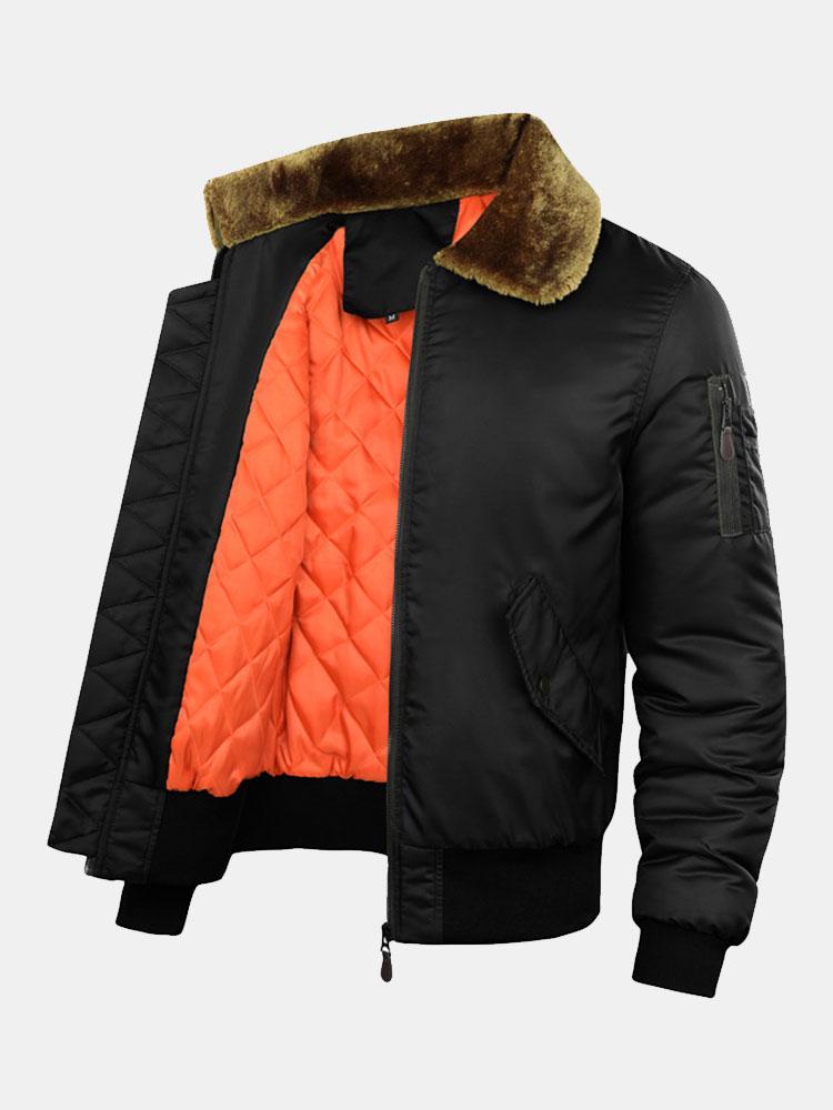 Men's Quilted-Lined Bomber Jacket with Faux Fur Collar