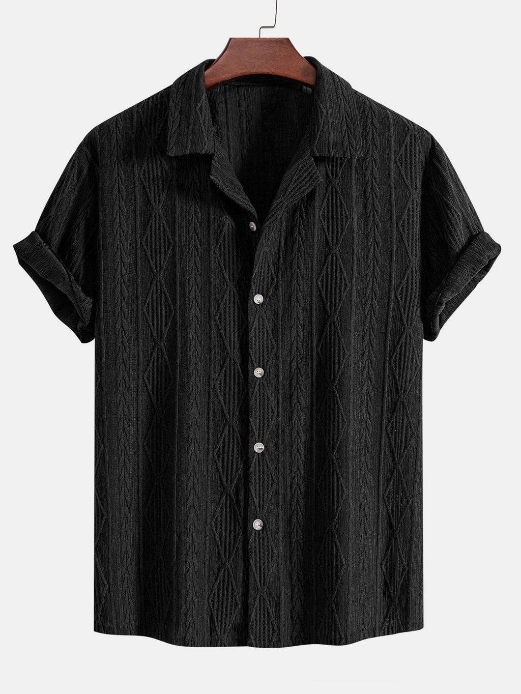 Men's Eyelet Jacquard Shirt and Shorts Resort Set