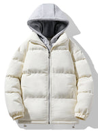 Men's Corduroy Hooded Puffer Jacket – Warm Padded Winter Outerwear