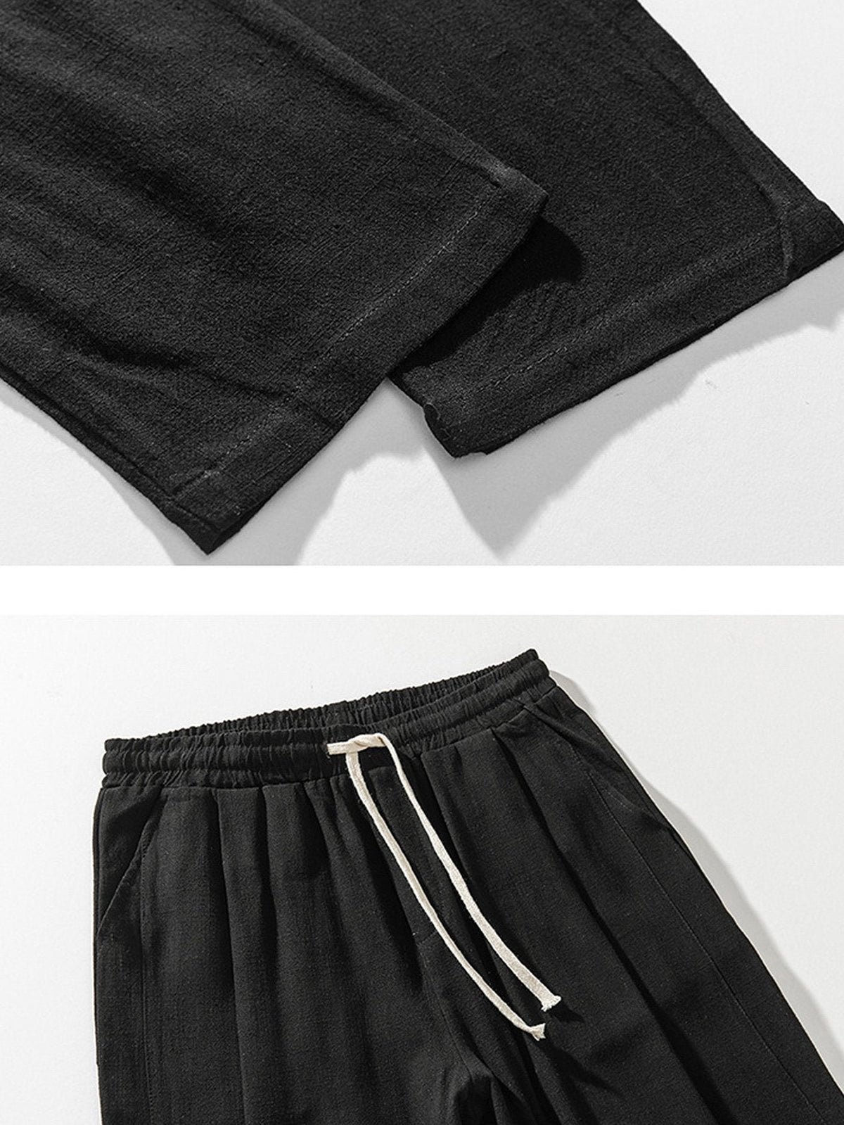 Men's Linen-Cotton Relaxed Trousers with Drawstring