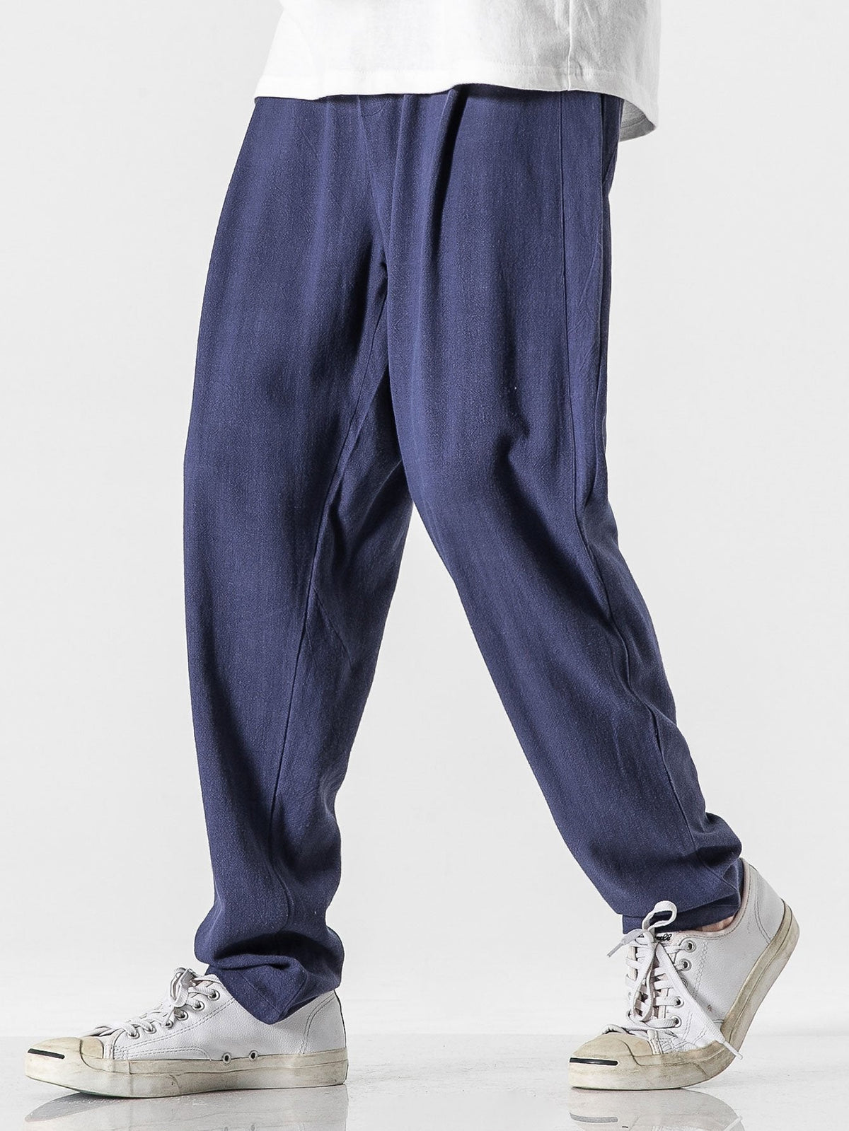 Men's Linen-Cotton Relaxed Trousers with Drawstring
