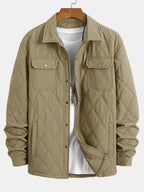 Men's Diamond Quilted Utility Overshirt Jacket